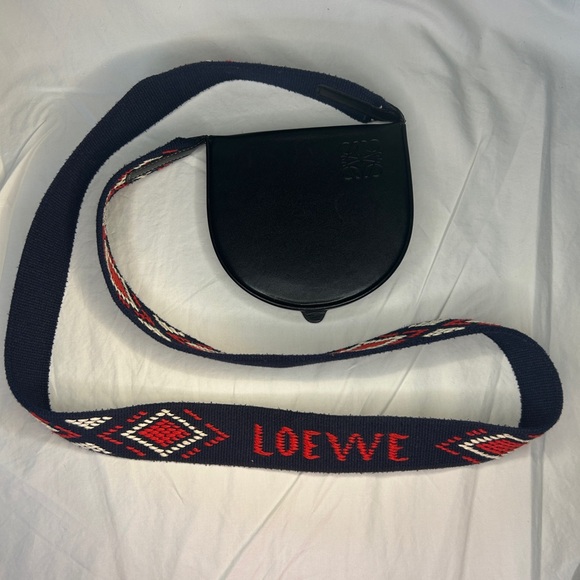 Loewe Heel Crossbody Bag in Black Leather & Woven Strap - Picture 2 of 11